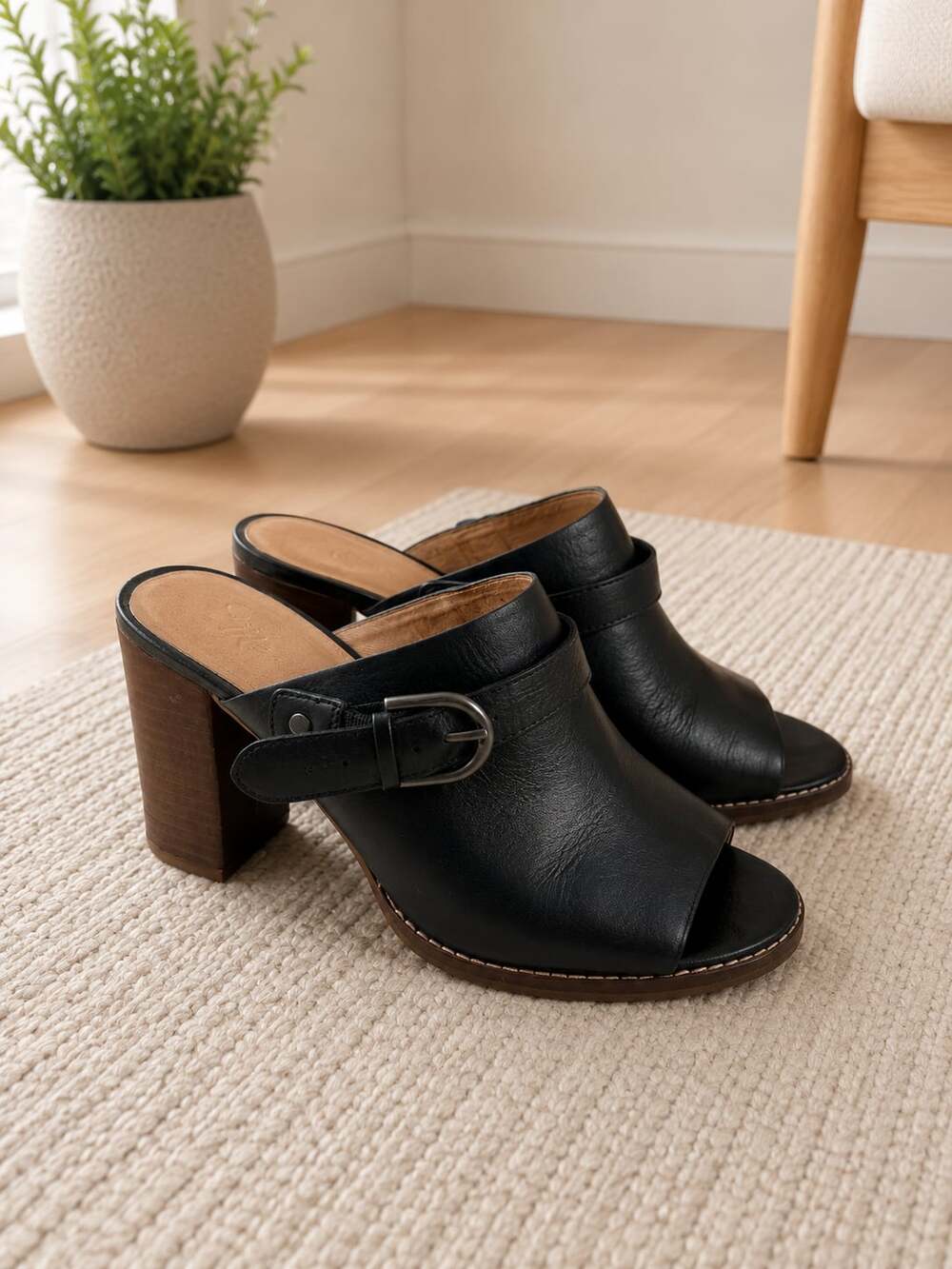 Madewell The Riley Convertible Slingback Mule Black Leather Heels Women’s 8.5